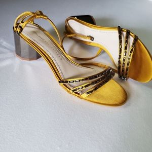 GEOMETRIC MID HEEL SHOES WITH RHINESTONES